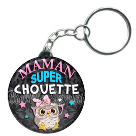 Porte-clés badge Maman chouette- Réf PC666