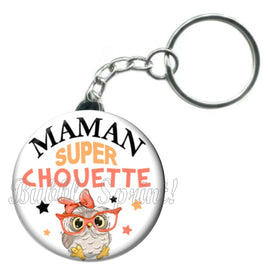 Porte-clés badge Maman chouette- Réf PC668