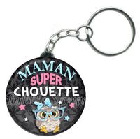 Porte-clés badge Maman chouette- Réf PC669