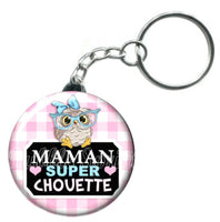 Porte-clés badge Maman chouette- Réf PC670