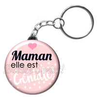 Porte-clés badge Maman géniale- Réf PC671