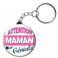 Porte-clés badge Maman géniale- Réf PC677