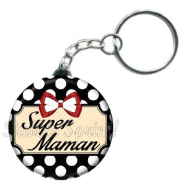 Porte-clés badge Super maman-Réf PC817