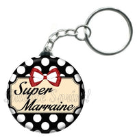 Porte-clés badge Super Marraine -Réf PC823