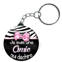 Porte-clés badge Amie qui déchire -Réf PC829