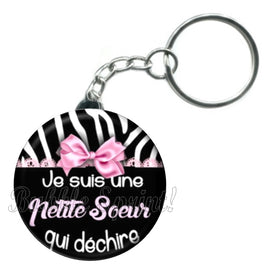 Porte-clés badge Petite soeur qui déchire -Réf PC835