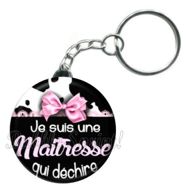 Porte-clés badge Maitresse qui déchire -Réf PC836