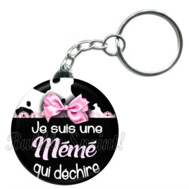 Porte-clés badge Mémé qui déchire -Réf PC837