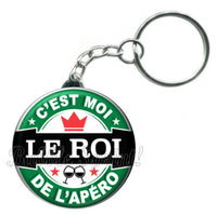 Porte-clés badge Le roi de l'apéro -Réf PC839