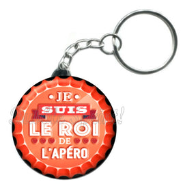 Porte-clés badge Le roi de l'apéro -Réf PC840