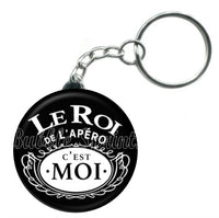 Porte-clés badge Le roi de l'apéro -Réf PC841