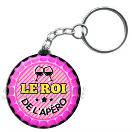 Porte-clés badge Le roi de l'apéro -Réf PC842