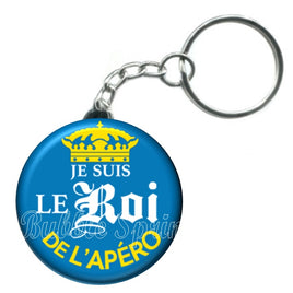 Porte-clés badge Le roi de l'apéro -Réf PC843