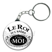 Porte-clés badge Le roi de l'apéro -Réf PC845