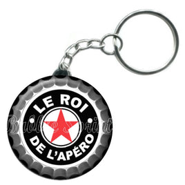 Porte-clés badge Le roi de l'apéro -Réf PC846