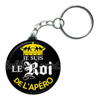 Porte-clés badge Le roi de l'apéro -Réf PC848