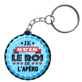 Porte-clés badge Le roi de l'apéro -Réf PC852