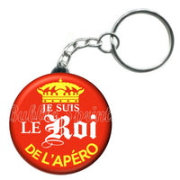 Porte-clés badge Le roi de l'apéro -Réf PC853