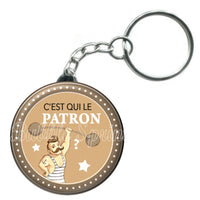 Porte-clés badge C'est qui le patron -Réf PC854