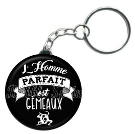 Porte-clés badge L'homme parfait est Gemeaux-Réf PC901