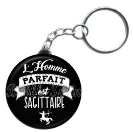 Porte-clés badge L'homme parfait est Sagittaire-Réf PC907