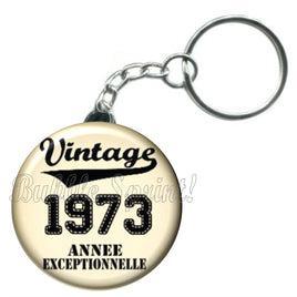 Porte-clés badge Vintage date 1973 -Réf PC945