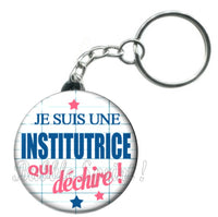 Porte-clés badge Institutrice- Réf PC94