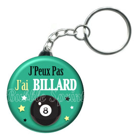 Porte-clés badge J'peux pas j'ai Billard -Réf PC953