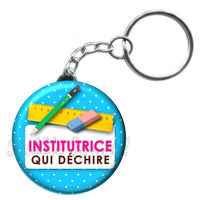 Porte-clés badge Institutrice- Réf PC95