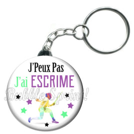 Porte-clés badge J'peux pas j'ai Escrime-Réf PC960