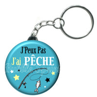 Porte-clés badge J'peux pas j'ai Pêche -Réf PC961