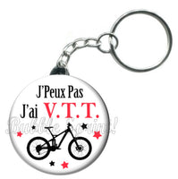 Porte-clés badge J'peux pas j'ai VTT -Réf PC962