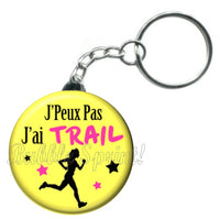 Porte-clés badge J'peux pas j'ai Trail -Réf PC963