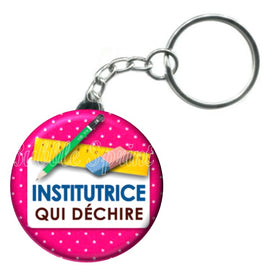 Porte-clés badge Institutrice- Réf PC97