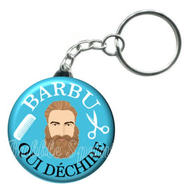 Porte-clés badge Barbu qui déchire -Réf PC983