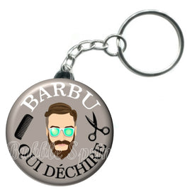 Porte-clés badge Barbu qui déchire -Réf PC984