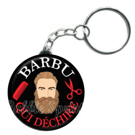 Porte-clés badge Barbu qui déchire -Réf PC985