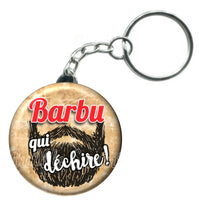 Porte-clés badge Barbu qui déchire -Réf PC986