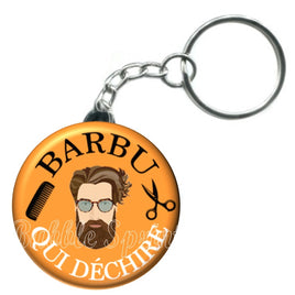 Porte-clés badge Barbu qui déchire -Réf PC987