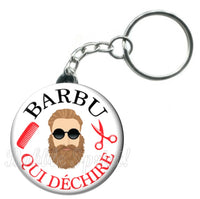 Porte-clés badge Barbu qui déchire -Réf PC988