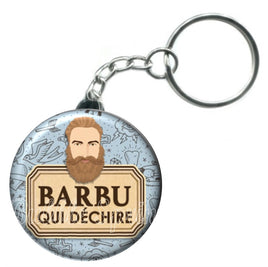 Porte-clés badge Barbu qui déchire -Réf PC989