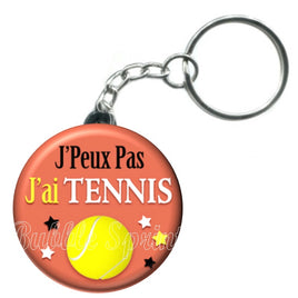 Porte-clés badge J'peux pas j'ai Tennis-Réf PC992