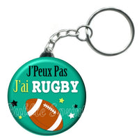 Porte-clés badge J'peux pas j'ai Rugby -Réf PC997