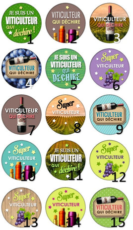 Cabochons en verre Viticulteur qui déchire -Réf CAB112